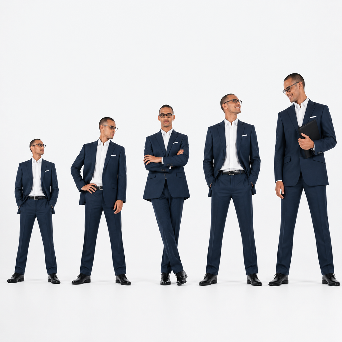 business men in height order wearing ondorq elevate height increasing insoles