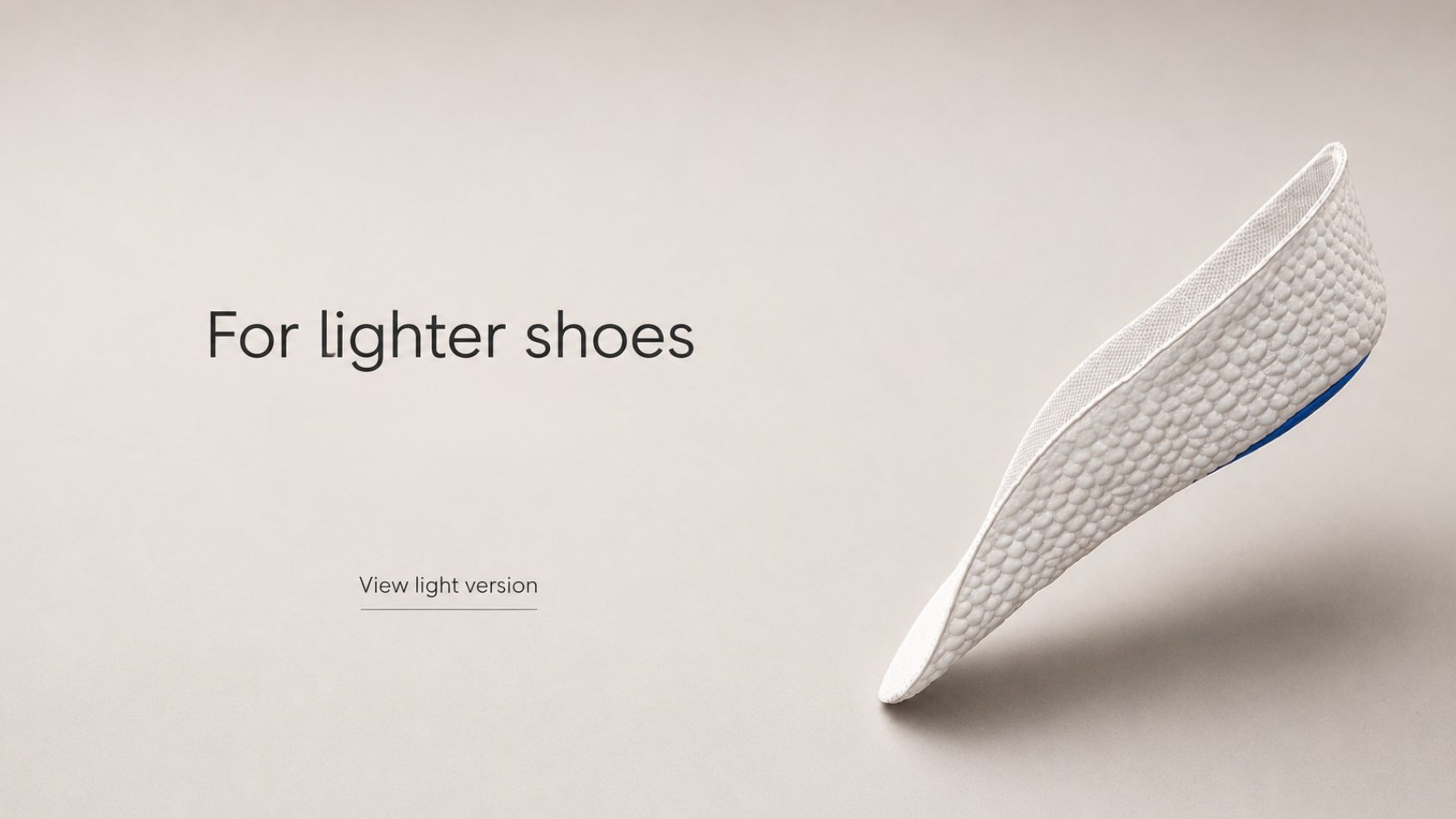 White Ondorq Elevate height boosting insoles on dark grey background with text saying "view dark version"