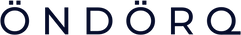 Navy blue wide spaced lettering saying "ÖNDÖRQ" - the brand name - on a white background.