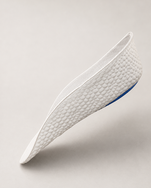Single white ÖNDÖRQ Elevate height increase insole floating on neutral background